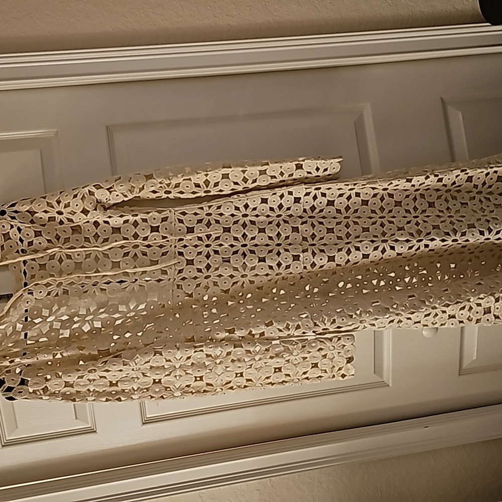 Topshop long sleeve openwork cotton maxi dress